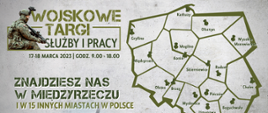 plakat z napisem Wojskowe Targi Służby i Pracy
