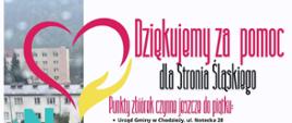 infografika z podziękowaniem za pomoc mieszkańcom zalanego przez powódź Stronia Śląskiego oraz prośbą o kolejne dary do 27.09.2024