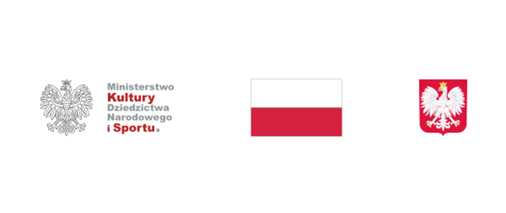 Logotyp Ministerstwa Kultury, Dziedzictwa Narodowego i Sportu, flaga Polski, godło Polski