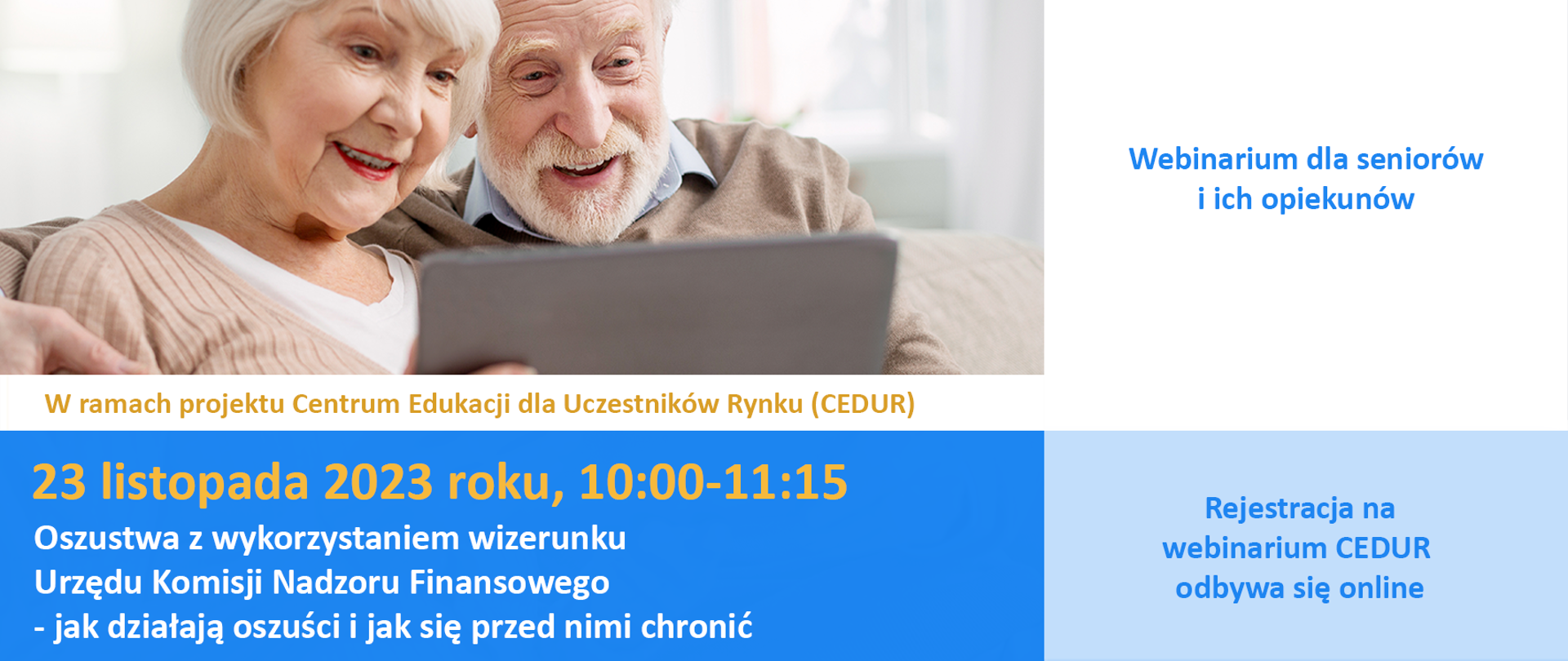 Zaproszenie na webinarium dla seniorów i ich opiekunów 