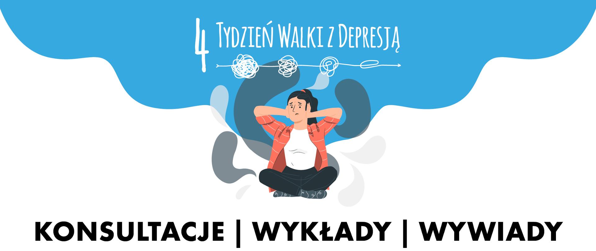 Kobieta siedzi na ziemi i ma ręce na uszach