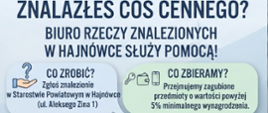 Grafika prezentująca najważniejsze informacje nt. działania Biura Rzeczy Znalezionych - informacje zawarte w artykule.