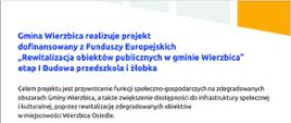 Rewitalizacja obiektów publicznych w gminie Wierzbica” – Rewitalizacja obiektów publicznych w gminie Wierzbica” – etap I Budowa przedszkola i żłobka w ramach Programu Rewitalizacji Gminy Wierzbica