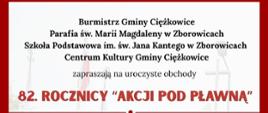Plakat informacyjny o obchodach 82. rocznicy Akcji pod Pławną