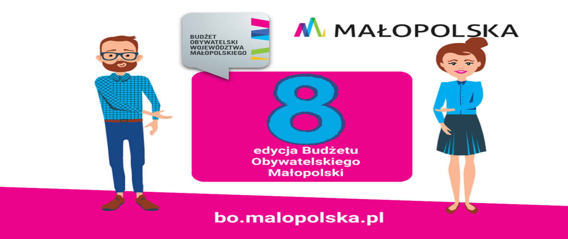 Baner informacyjny o 8 edycji Budżetu Obywatelskiego Małopolski