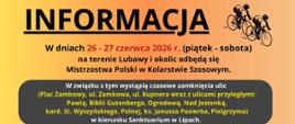 Informacja o utrudnieniach w związku w Mistrzostwami Polski w Kolarstwie Szosowym 
