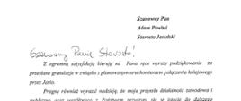 Podziękowania dla Starosty Jasielskiego od Sekretarza Stanu w Ministerstwie Infrastruktury Andrzeja Bittela
