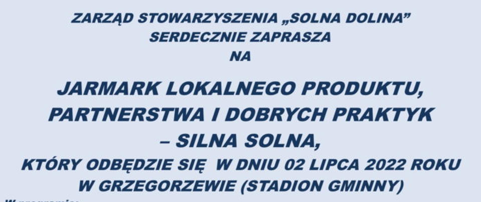 JARMARK LOKALNEGO PRODUKTU,PARTNERSTWA I DOBRYCH PRAKTYK – SILNA SOLNA