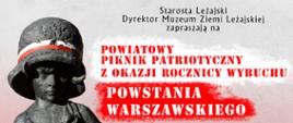 Plakat przedstawia pomnik Pomnik Małego Powstańca w Warszawie na czerwonym tle. Na plakacie znajdują się harmonogram wydarzenia.