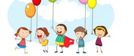 Grafiki dzieci trzymających balony na sznurkach