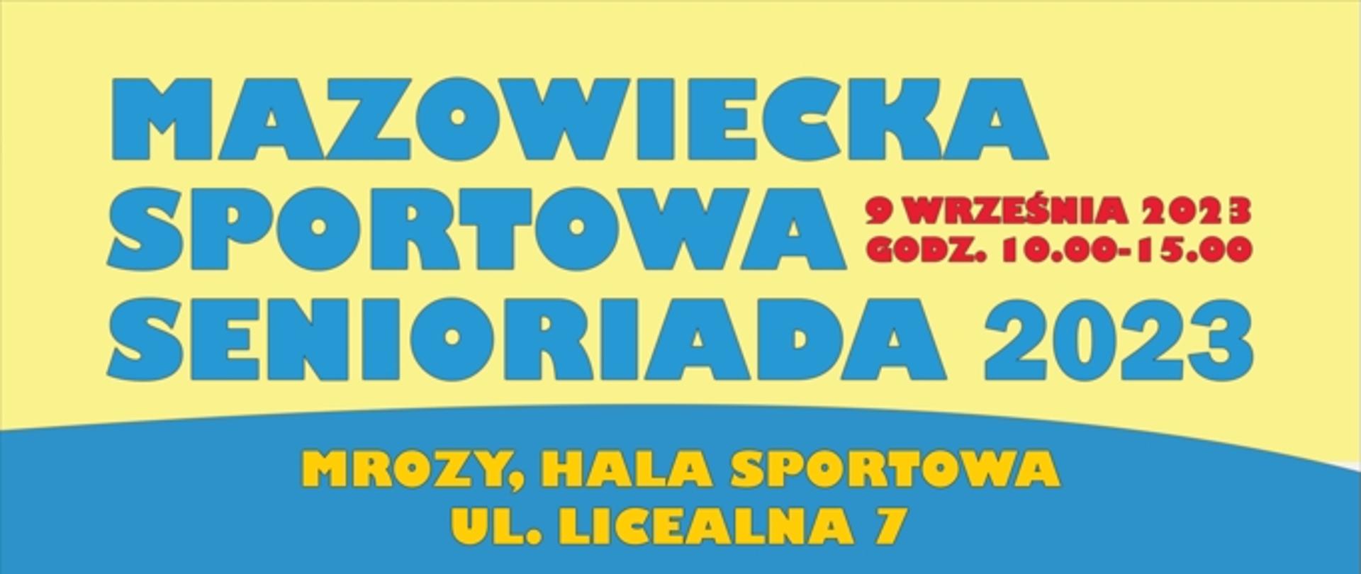 Plakat promujący mazowiecką sportowa senioriada 2023