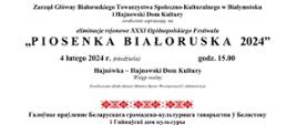 Na białym tle napisy informacyjne w języku białoruskim i polskim, info zawarte w artykule