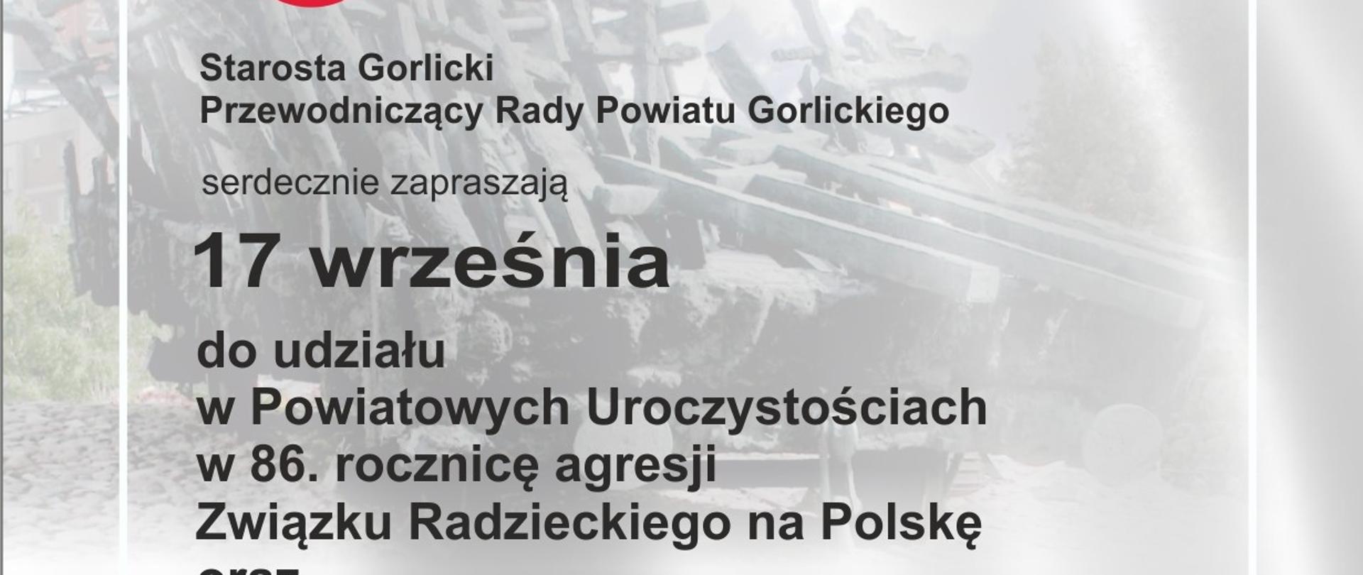 Zaproszenie na powiatowe obchody 86 rocznicy agresji ZSRR na Polskę i dnia Sybiraka