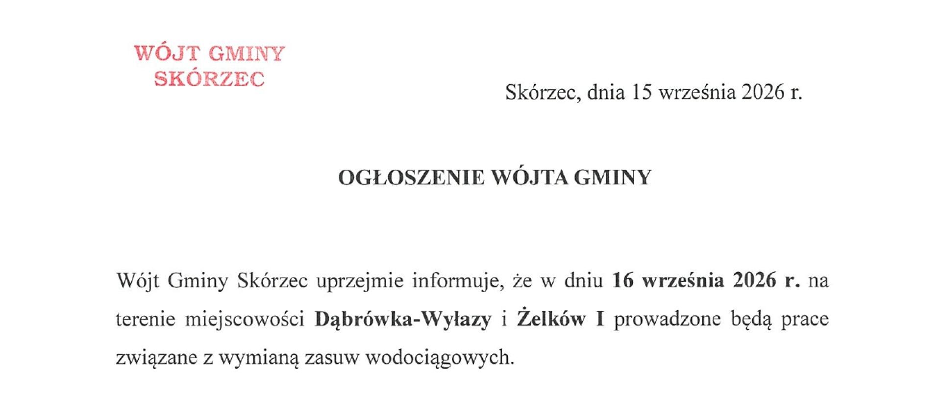 Wymiana zasuw - Dąbrówka-Wyłazy, Żelków I - 16 września