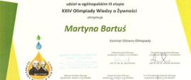 Dyplom Martyny Bartuś