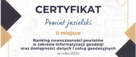 Powiat jasielski zdobył II miejsce w rankingu nowoczesności powiatów w zakresie informatyzacji geodezji oraz dostępności danych i usług geodezyjnych w roku 2024. 