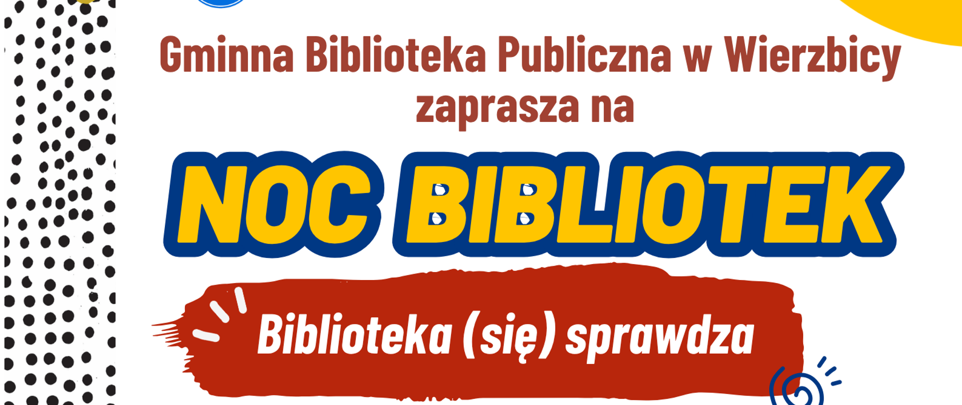 plakat promocyjny dot. wydarzenia Noc Bibliotek 2026 w Gminnej Bibliotece Publicznej w Wierzbicy