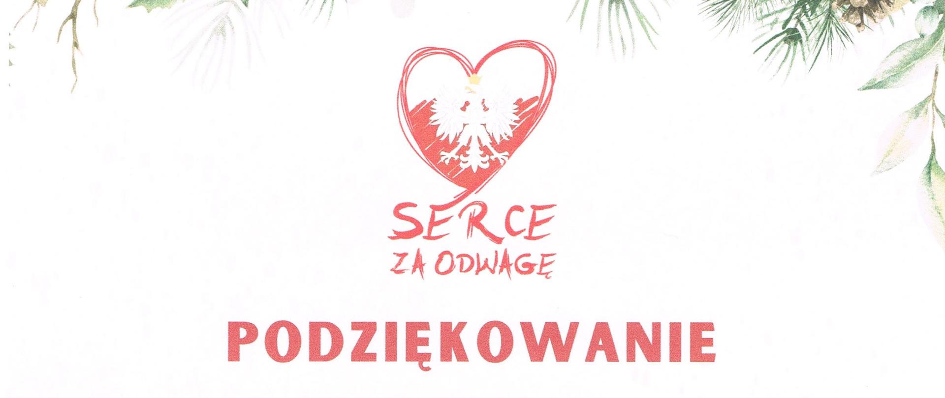 Dyplom z podziękowaniami dla przedszkola w akcji ,,Serce za odwagę