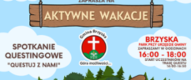 Plakat przedstawiający wydarzenie kulturalne dla dzieci w czasie wakacji. 