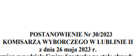 Postanowienie Komisarza Wyborczego 