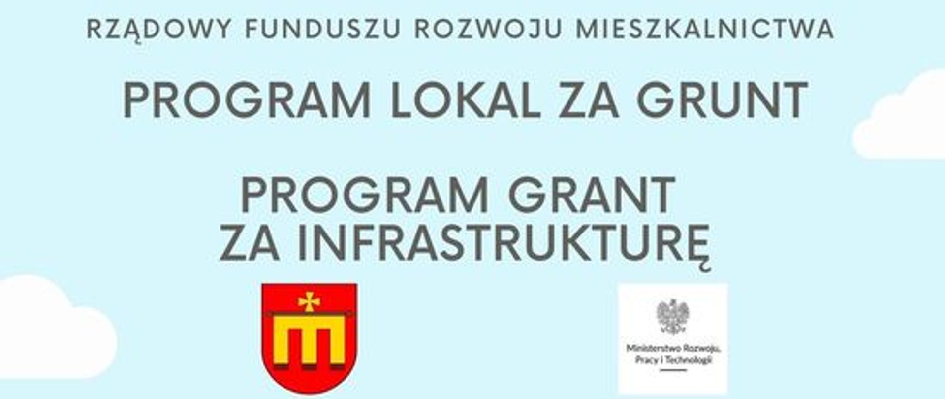 Na plakacie widać szereg domów pomiędzy którymi znajdują się drzewa. Nad grafiką informacje wraz herbem Kalwarii Zebrzydowskiej i logiem Ministerstwa Rozwoju Pracy i Technologi 