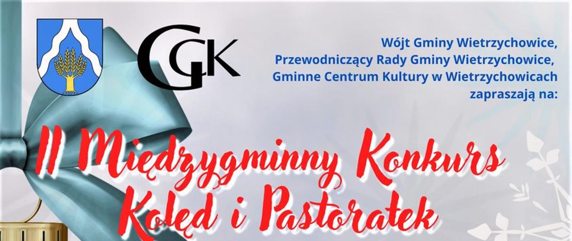 Plakat z informacjami o II międzygminnym konkursie kolęd i pastorałek w Wietrzychowicach