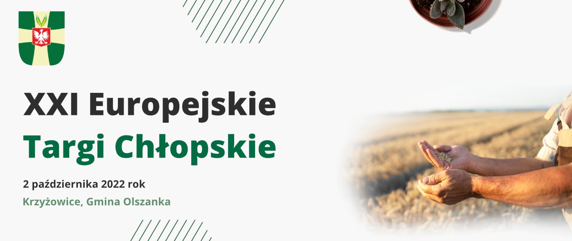 Baner zawierający napis "XXI Europejskie Targi Chłopskie" oraz datę wydarzenia - 2 października 2022 rok