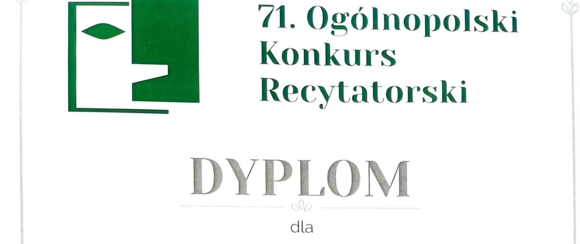 Dyplom dla Martyny Andrasz