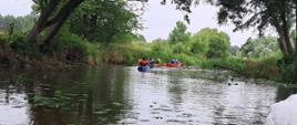 Spływ kajakowy - uczestnicy pływają rzeką Narew