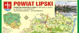 Turystyczna mapa Powiatu Lipskiego wraz z legendą i zdjęciami. 