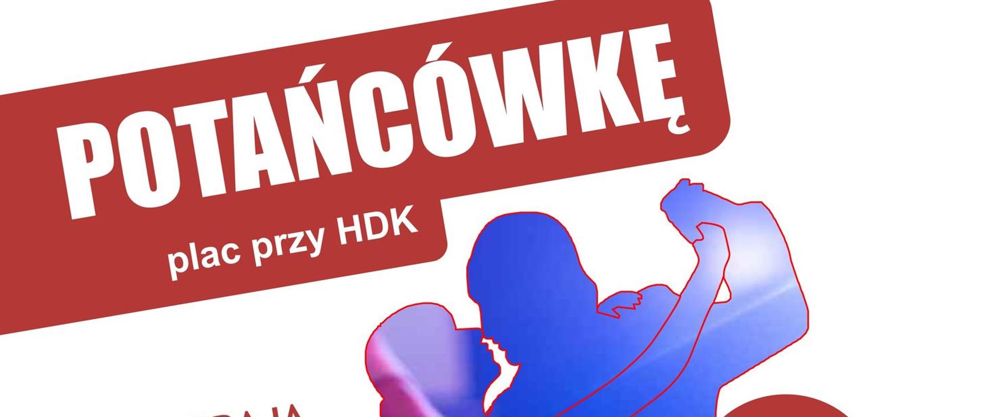 Na białym tle grafika tańczącej pary, po bokach napisy organizacyjne, u dołu logotypy funduszy unijnych