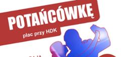 Na białym tle grafika tańczącej pary, po bokach napisy organizacyjne, u dołu logotypy funduszy unijnych