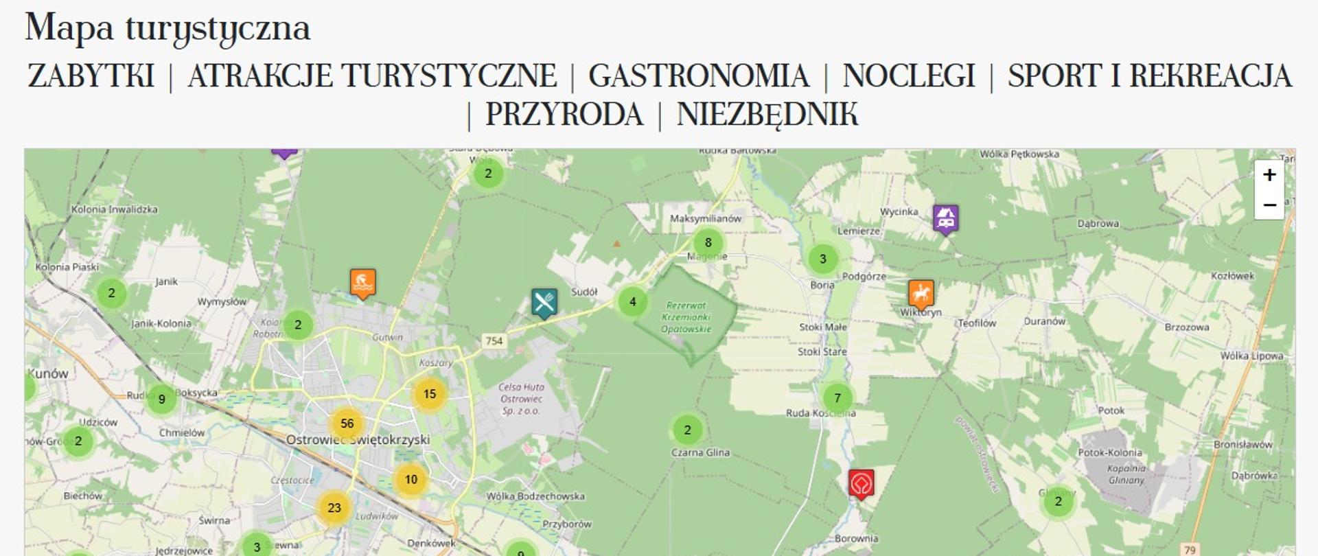 Mapa Turystyczna Powiatu Ostrowieckiego