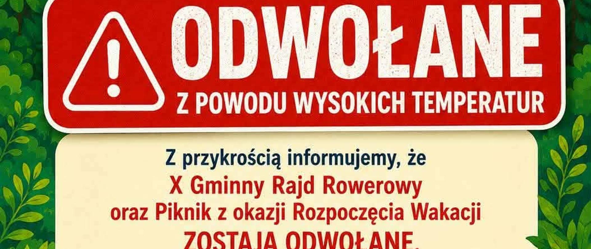 Komunikat - rajd rowerowy