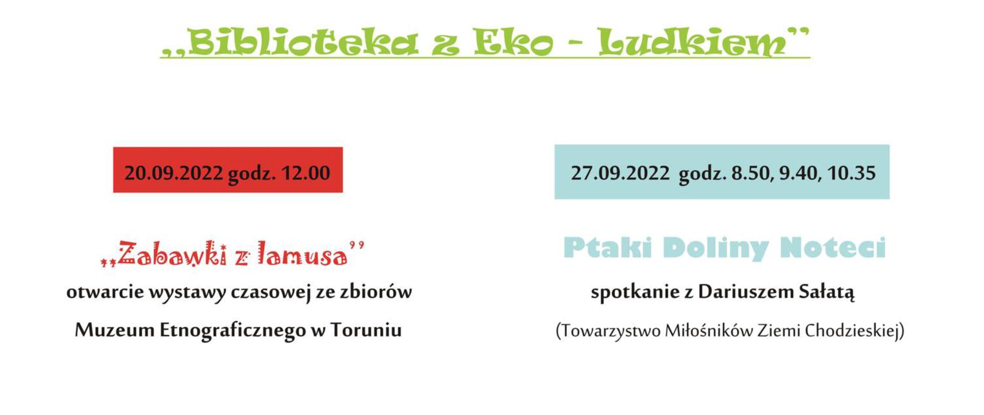 Plakat - zajęcia z Eko Ludkiem w bibliotece 