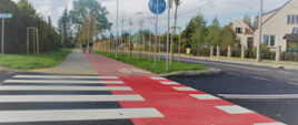 Nowo wyremontowane przejście dla pieszych wraz ze ścieżką rowerową 