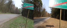 Kolaż zdjęć - po lewej stronie zdjęcia przed modernizacją, po prawej - droga po remoncie