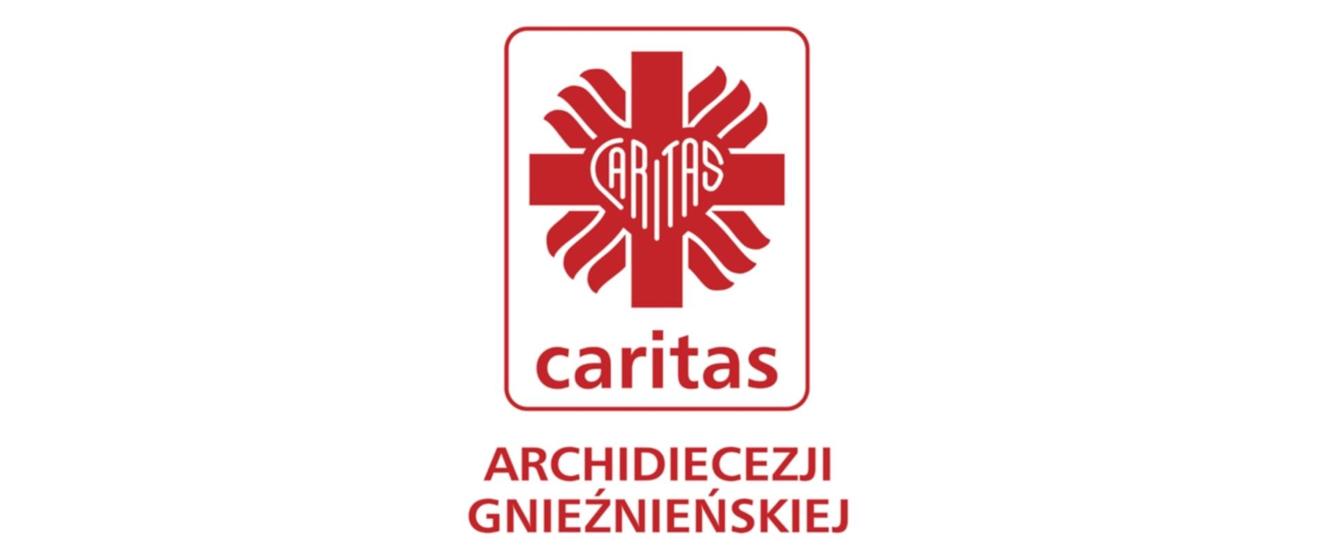 czerwony logotyp Caritas Archidiecezji Gnieźnieńskiej