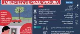 Infografika dotycząca zachowania podczas wystąpienia wichury