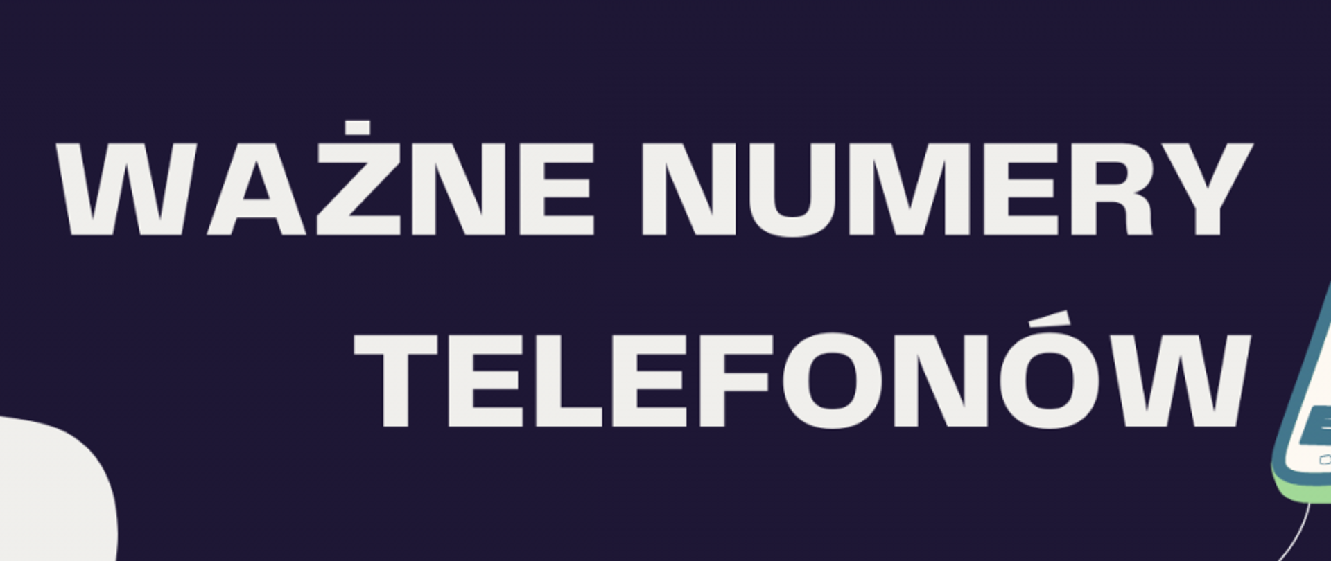 ciemne tło białe litery ważne numery telefonów 