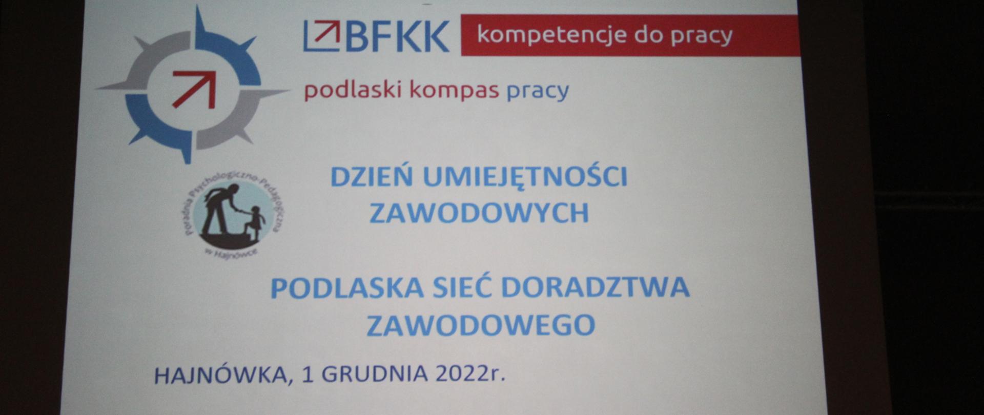 Fragment prezentacji - Dzień umiejętności zawodowych. Podlaska sieć doradztwa zawodowego.
