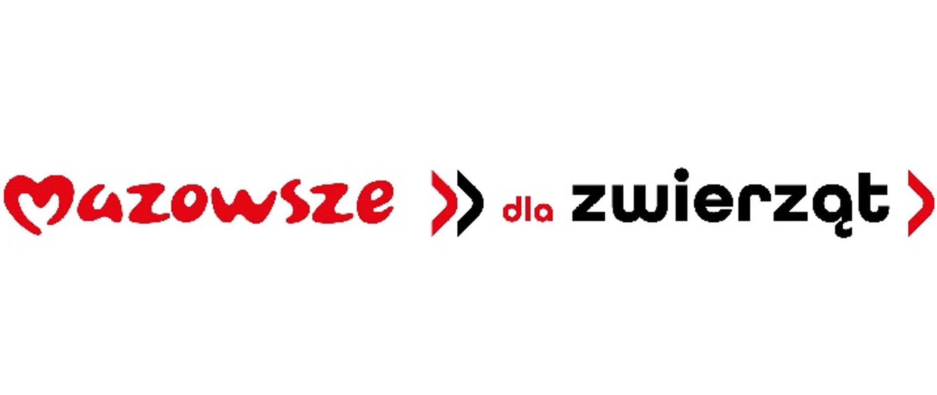 czarno czerwony napis: Mazowsze dla zwierząt