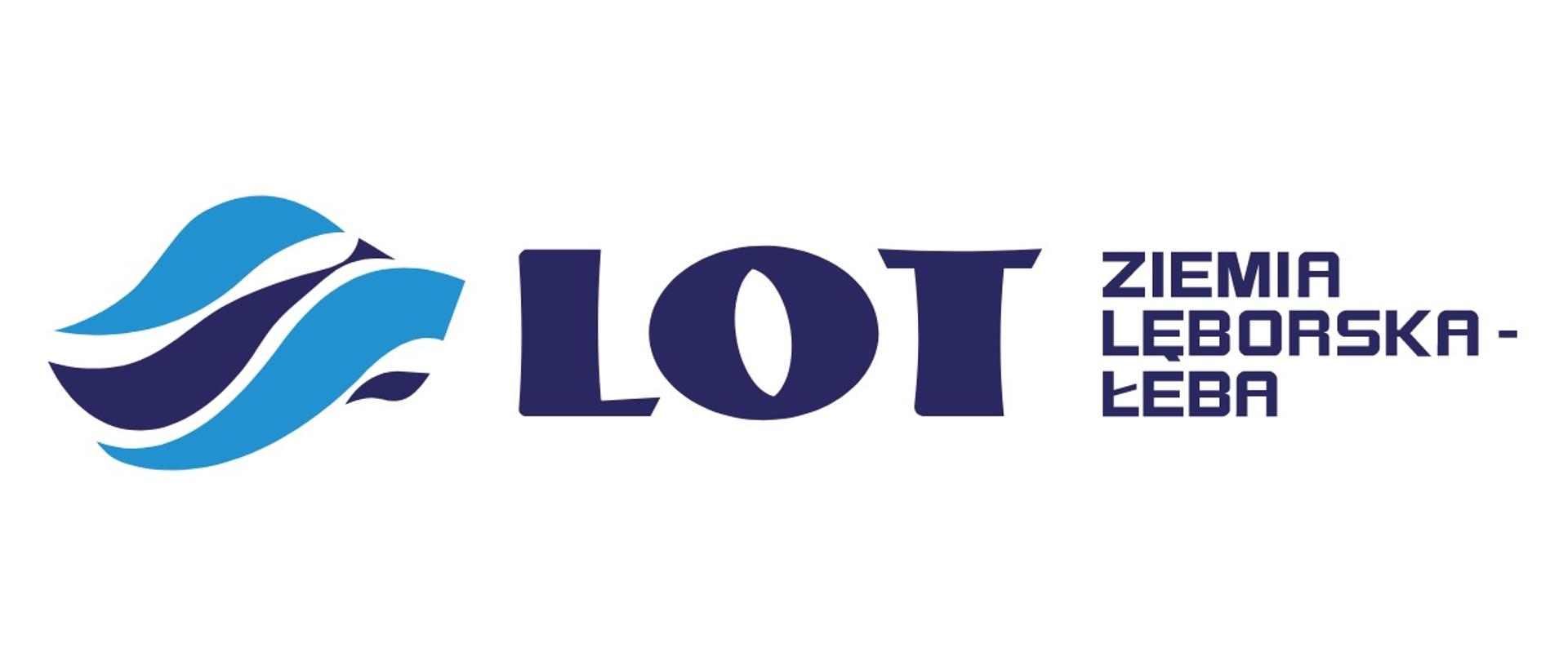 Logo Lokalnej Organizacji Turystycznej "Ziemia Lęborska - Łeba", składa się z obrazka przypominającego fale oraz tekstu: "LOT Ziemia Lęborska - Łeba"