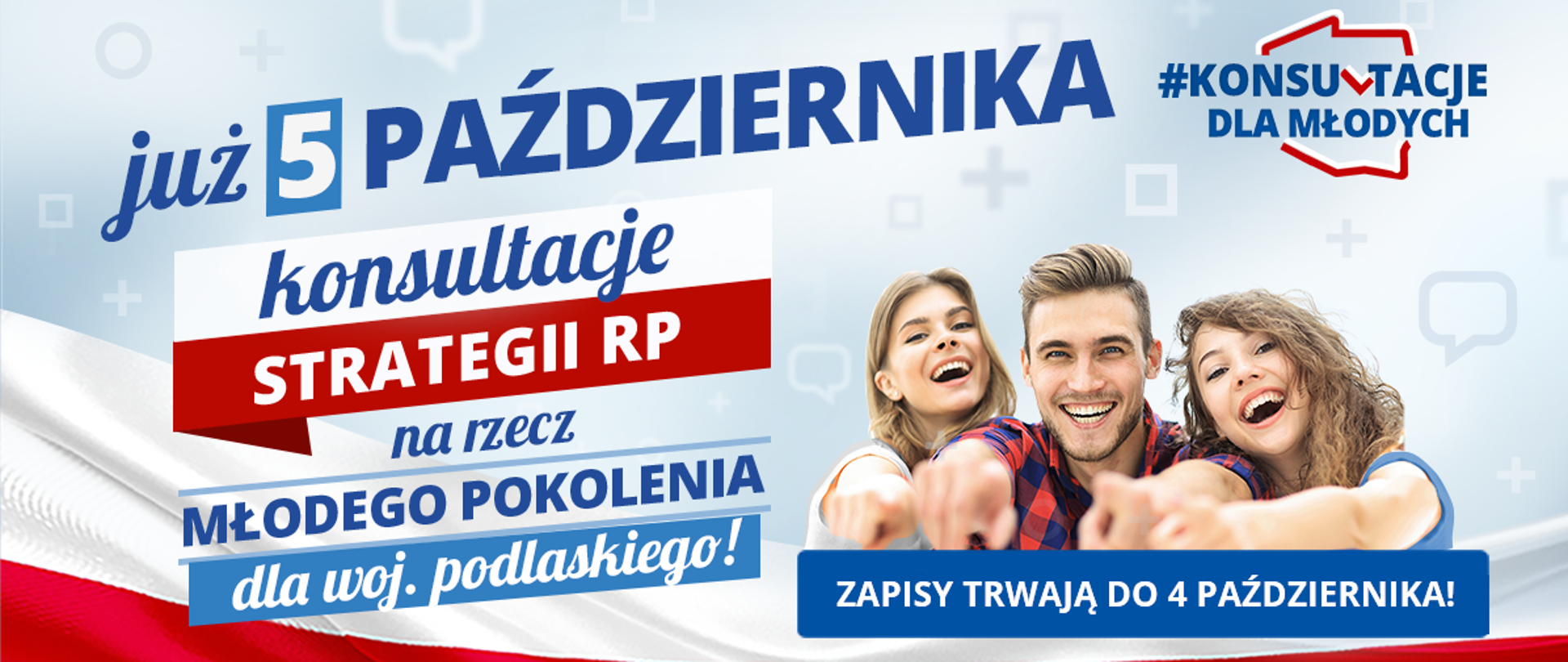 na zdjęciu znajduje się banner promocyjny konsultacji strategii RP na rzecz Młodego Pokolenia