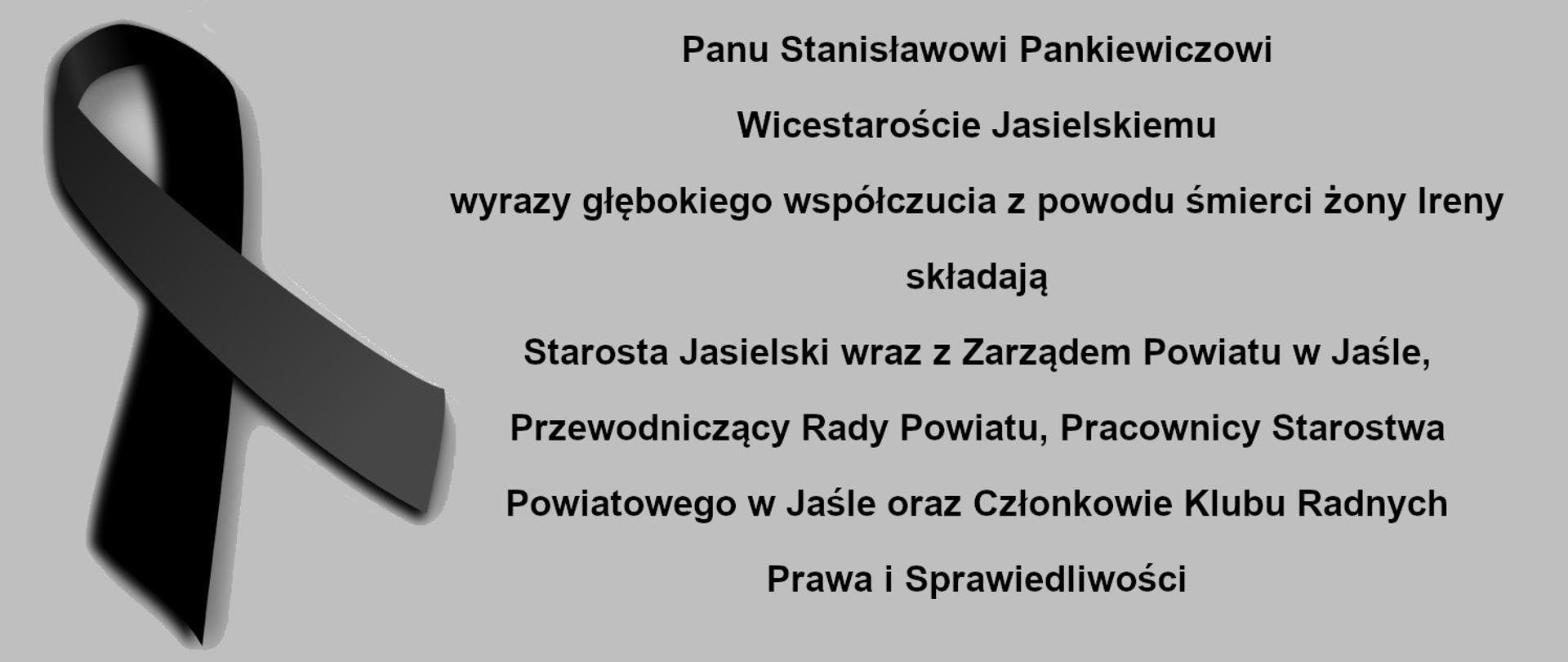Kondolencje - Stanisław Pankiewicz