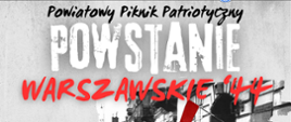 szare tło białe i czerwone litery powstanie warszawskie 44