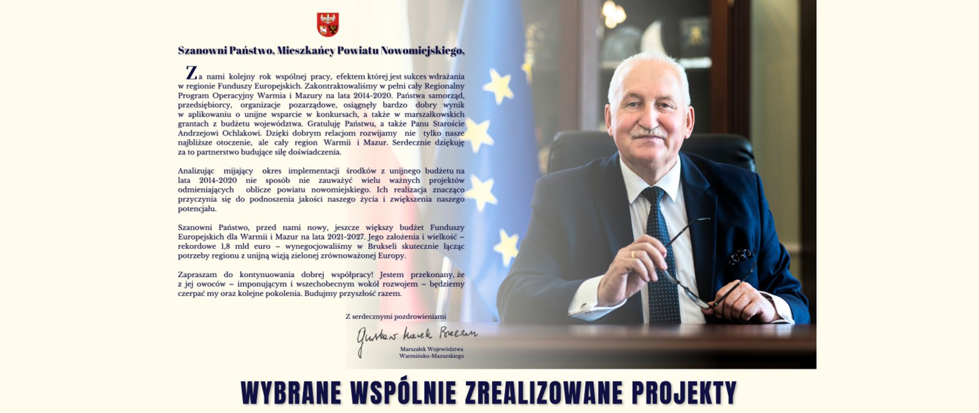 Wybrane wspólnie zrealizowane projekty z samorządem województwa warmińsko-mazurskiego