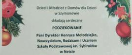 Podziękowanie od Dzieci i Młodzieży z Domu dla Dzieci w Szymonowie.