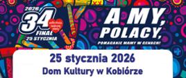 WOŚP w Kobiórze - kolorowy baner informacyjny