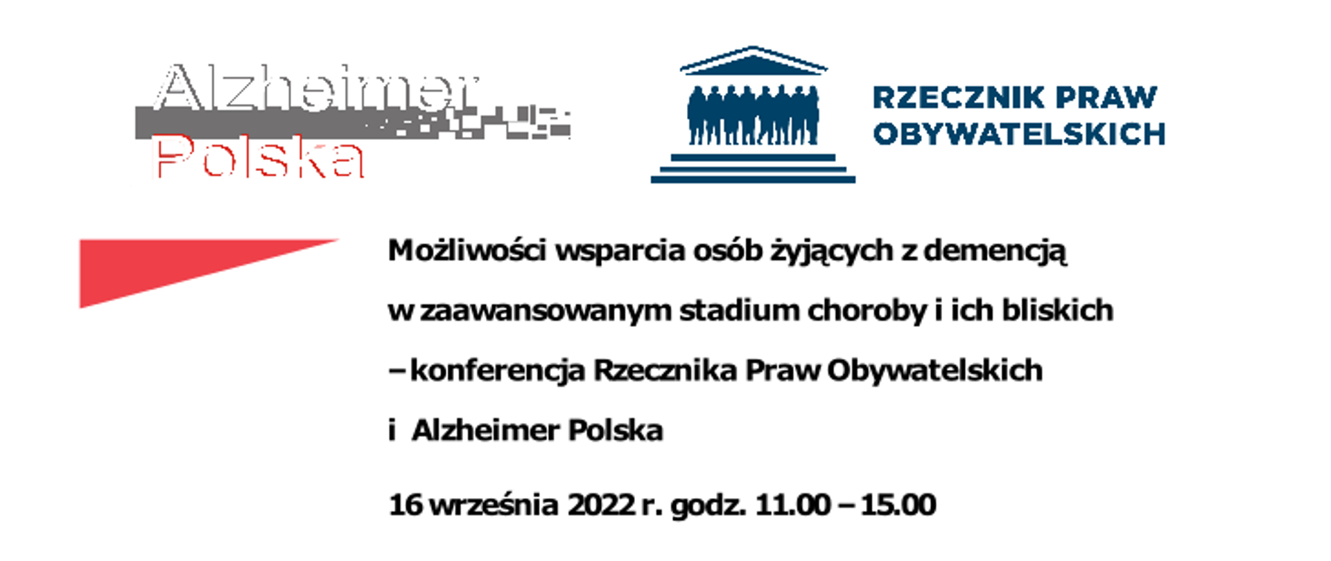 Grafika zaprasza do udziału w konferencji Rzecznika Praw Obywatelskich i Alzheimer Polska w dniu 16 września 2022 roku w godzinach 11:00 do 15:00
